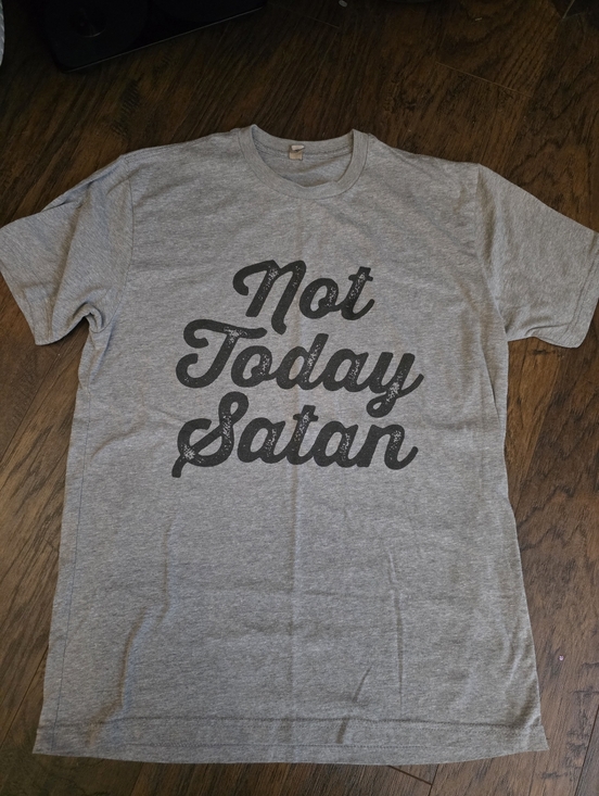 Next Level Apparel Tops - Next Level Apparel Gray "Not Today Satan" Short Sleeve Tee